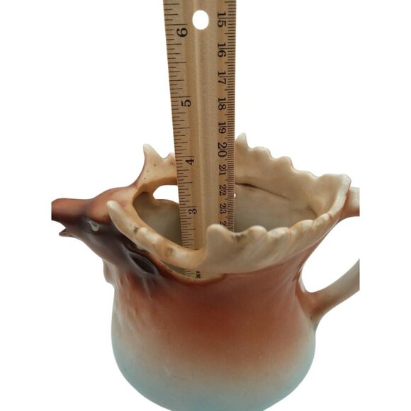 Vintage Ceramic Elk/Moose Head Creamer With Antler Design & Gradient Brown To Bl - Picture 5 of 9